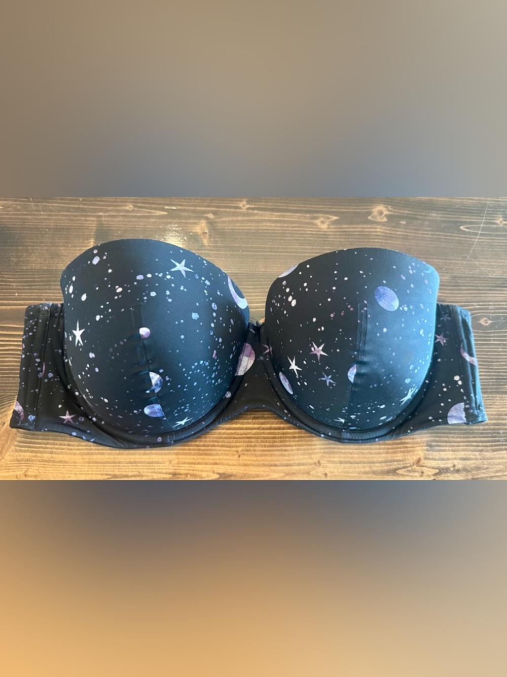 torrid Black Celestial Strapless Push Up Bra with Purple Moon Accents 42C
